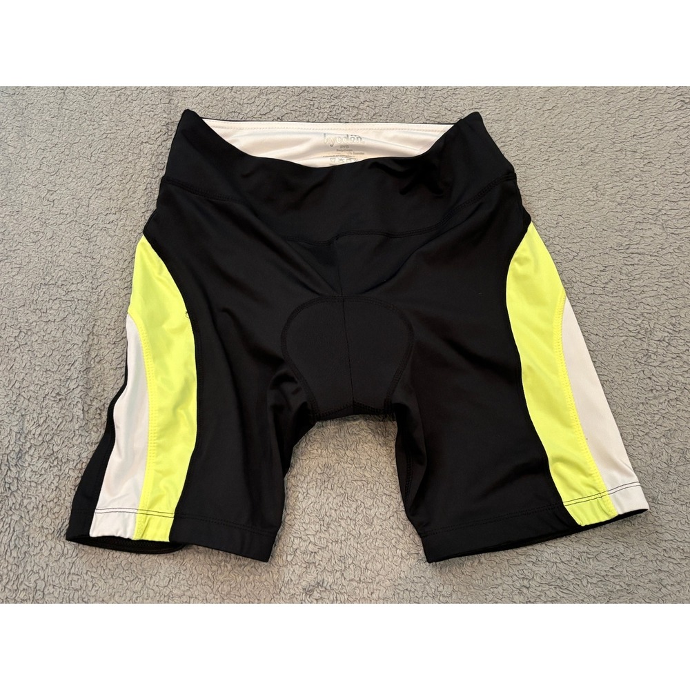 Kyodan Padded Cycling Shorts Black Neon Yellow White P/S Womens Athletic Bike
